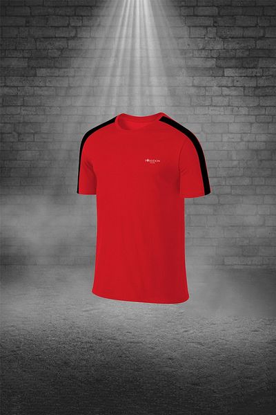 POSEIDON STORM Over Size Men's Red Dri-Fit Fabric Unprinted Crew Neck Short Sleeve Comfortable Bottom Top Suit Shorts Ti