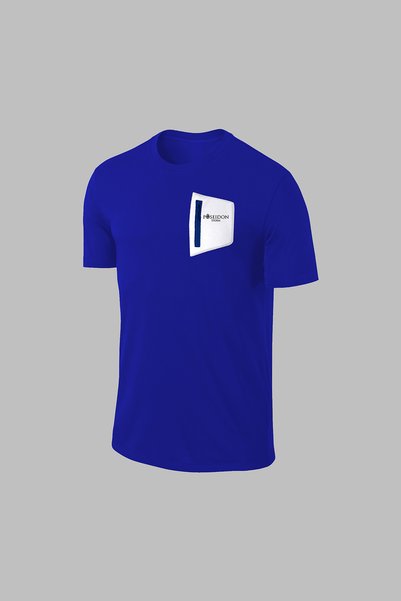 POSEIDON STORM Over Size Men's Blue Dri-Fit Comfortable Pocket Short Sleeve T-Shirt Shorts Two-Piece Set for Training and Running