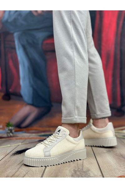 BOA Ba0803 High Sole Knitwear Cream Men's Shoes