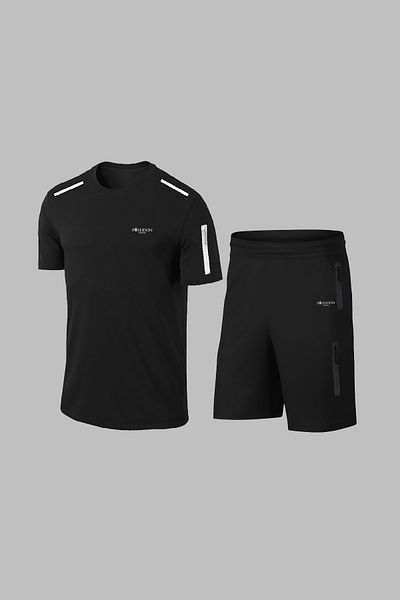 POSEIDON STORM Over Size Men's Black Dri-Fit Fabric Pocket Comfortable Athlete's T-Shirt Shorts for Hiking and Running Bottoming Top Bilateral