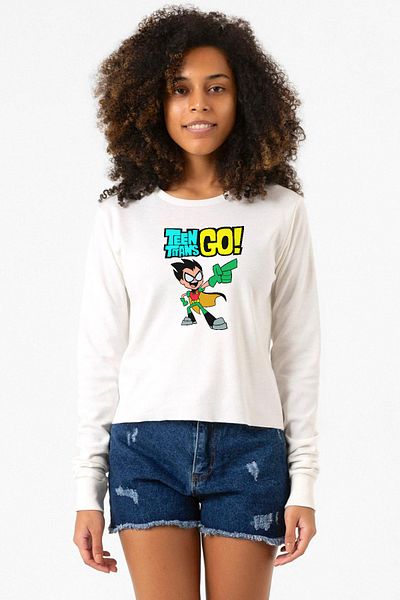Tshirthane سويت شيرت Teen Titans Go Robin بأكمام طويلة إكرو