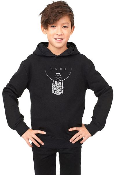 Tshirthane Тъмночерен детски суичър с качулка 3ip