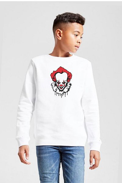Tshirthane Детски суичър Pennywise Face бял 2ip
