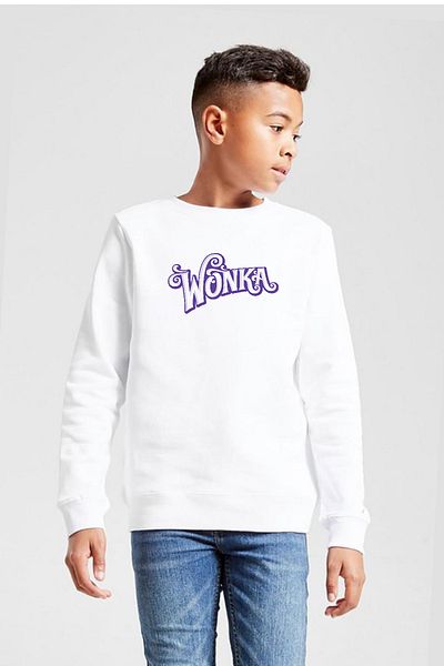 Tshirthane Λογότυπο Willy Wonka Λευκό Παιδικό φούτερ 2ip