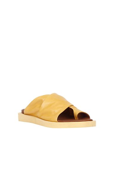 Bueno Shoes Papuci de damă din piele galbenă - 01ws2809