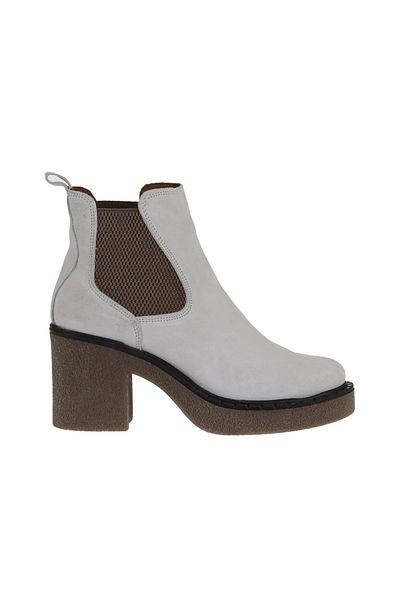 Bueno Shoes 01wt2900 Model Cizme de damă cu toc din piele intoarsa alba