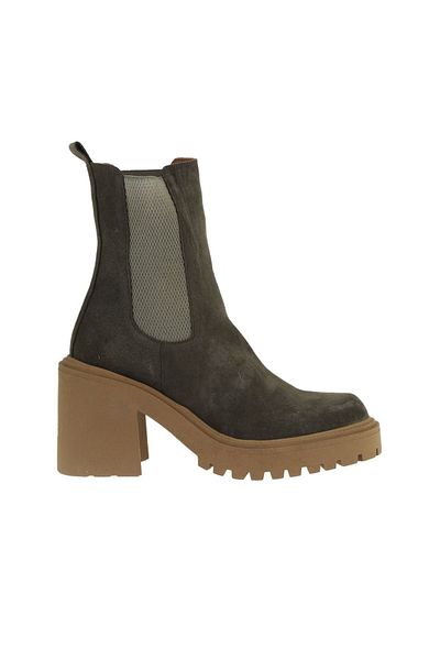 Bueno Shoes Cizme cu toc din piele intoarsa kaki pentru dama - 01wv5400