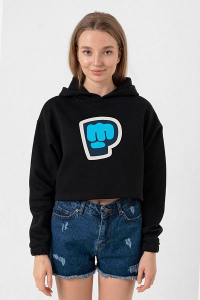 Tshirthane PiewDiePie Active Black Women's Crop Hoodie