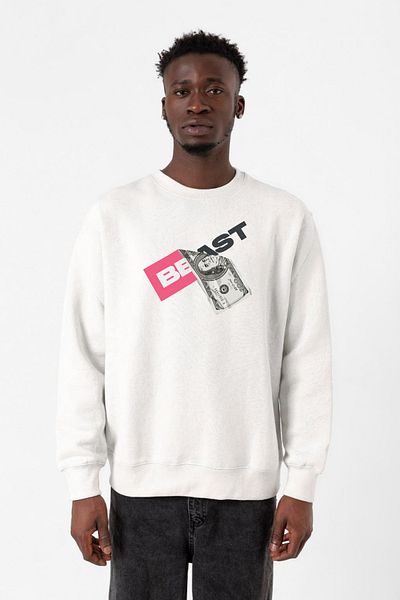 Tshirthane Ανδρικό φούτερ Mr Beast Dollar Bill White 2ip