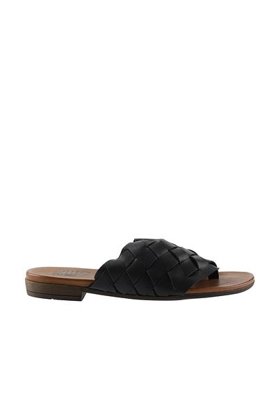 Bueno Shoes شبشب نسائي من الجلد الأسود - 01wq0501