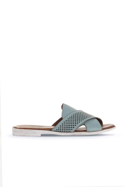 Bueno Shoes Papuci plati din piele albastra pentru femei - 01wa3005