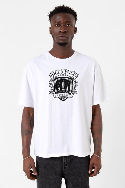 Tshirthane Ανδρικό μπλουζάκι Hocus Pocus University White Oversize