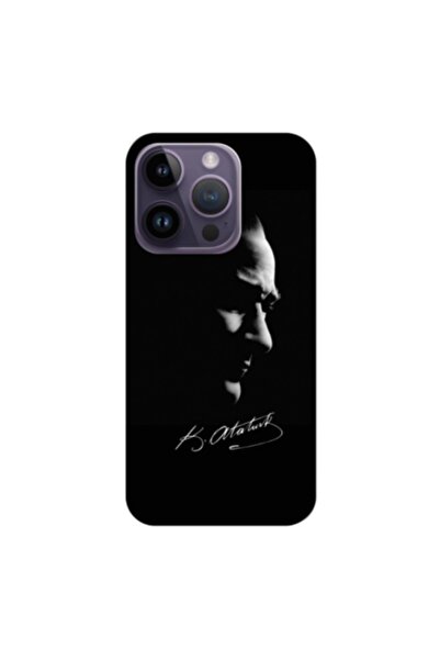 Zebana Apple iPhone 14 Pro Max Uyumlu Kılıf Mustafa Kemal Atatürk Black Silik...