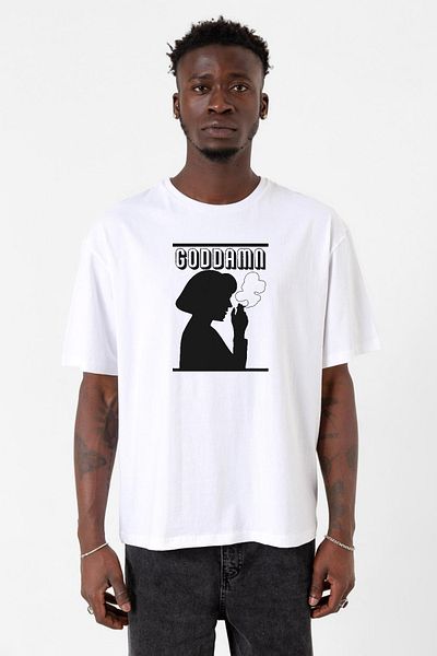 Tshirthane Pulp Fiction Goddamn White Ανδρικό μπλουζάκι Oversize