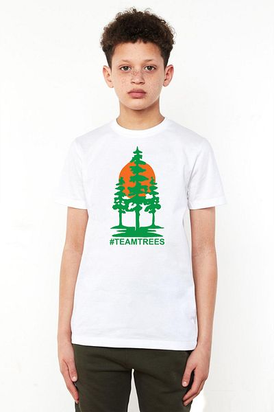 Tshirthane Mr Beast Team Trees Λευκό παιδικό μπλουζάκι ποδηλασίας
