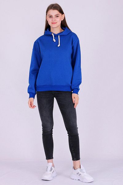 Tshirthane Blue Basic Oversize Hanorac cu glugă pentru femei Hanorac cu 3 fire