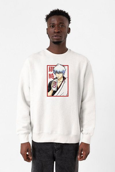Tshirthane Gintama Anime Gintoki Fruit Juice Λευκό ανδρικό φούτερ 2ip