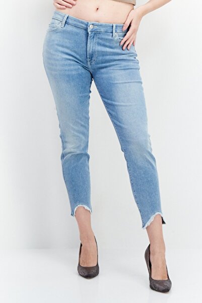 7 For All Mankind بنطلون جينز نسائي ضيق قابل للتمدد، أزرق