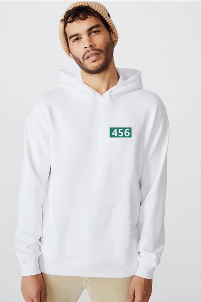 Tshirthane Φούτερ με κουκούλα Squid Game Player 456 White ανδρικό 3ip