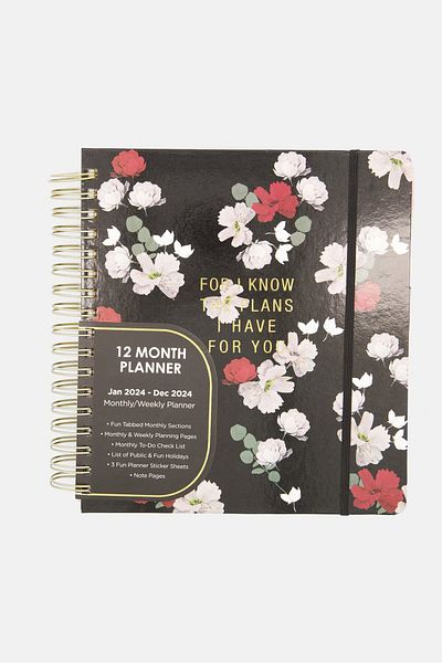 Votum For I Know The Plan I Have For You Spiral Bound Floral Notebook, Black Combo