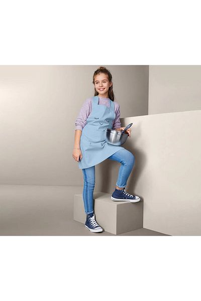 Tchibo Childrens Kitchen Apron 45 L x 58 H cm, Light Blue