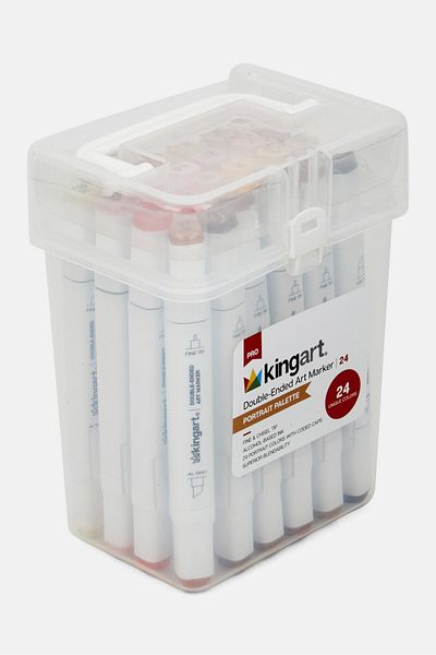 Kingart 24 Pieces Double Ended Art Marker Portrait Palette, White Combo