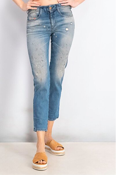 Diesel Women Slim Fit Wash Stretchable Rip Jeans, Blue