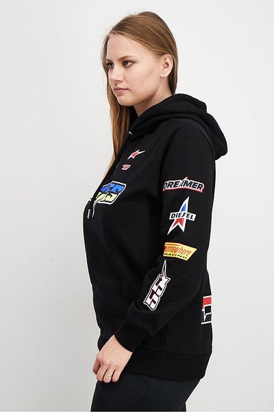 Diesel Women Hoodie Drawstring Graphic Long Sleeve Hoodie, Black