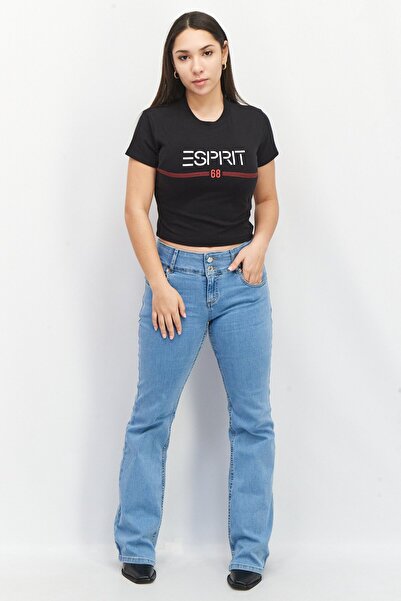 Esprit Women Crew Neck Short Sleeve Graphic Top, Black