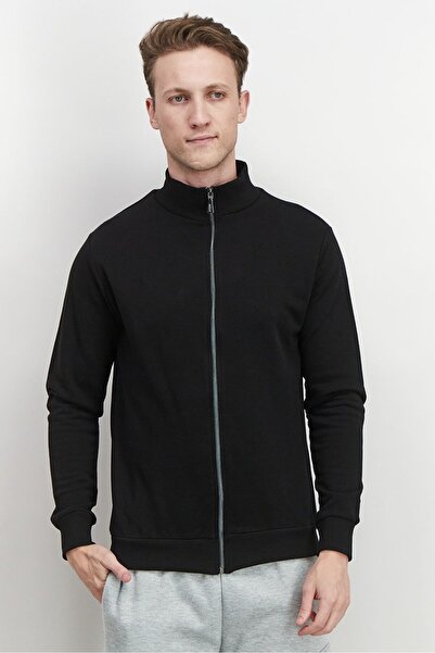 Baldinini Men High Neck Brand Logo Long Sleeves Full Zip Sweatershirt, Black ...