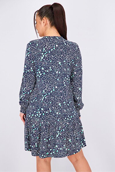 Tchibo Women Allover Print Min i Dress, Navy Combo