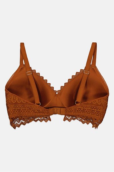 Etam Women Padded Lace Bra, Brown