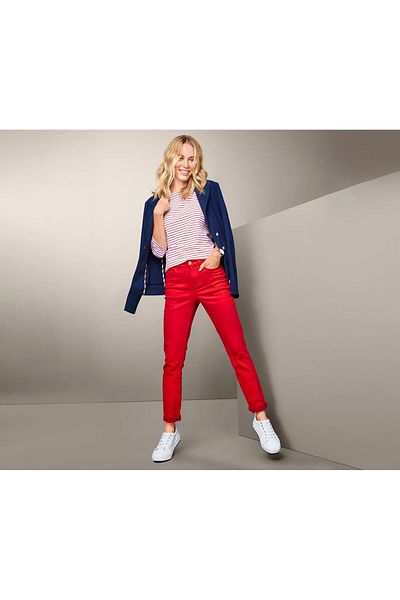 Tchibo Women Regular Fit Plain Straight Leg Jeans, Red