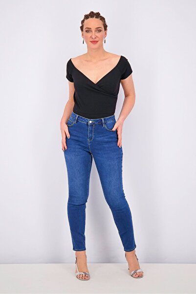 Tchibo Women Slim Fit Washed Skinny Jeans, Blue Denim