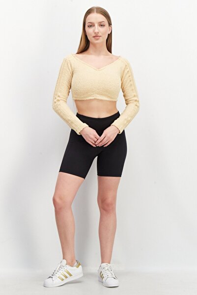 Adidas Originals Women Sportswear Fit Long Sleeve Outdoor Crop Top, Cream