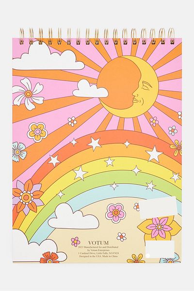 Votum مجموعة دفتر رسم Good Vibes مع قلم حبر جاف، 23 سم طول × 30 سم ارتفاع × 2 سم عرض، لون وردي