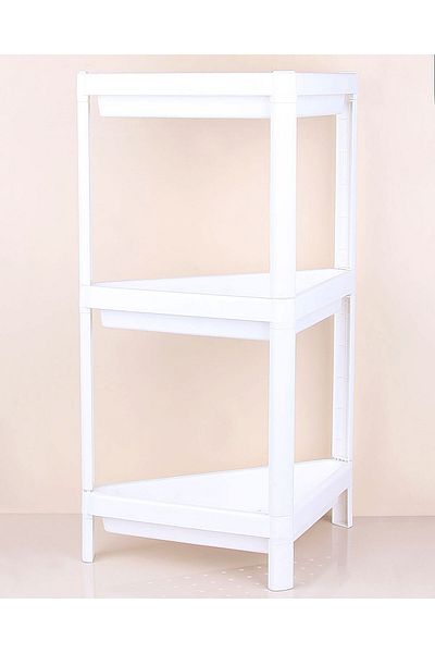 RUBY BOUTİQUE Triangle 3 Tier Shelf Unit - Kitchen - Bathroom Storage Shelf - White