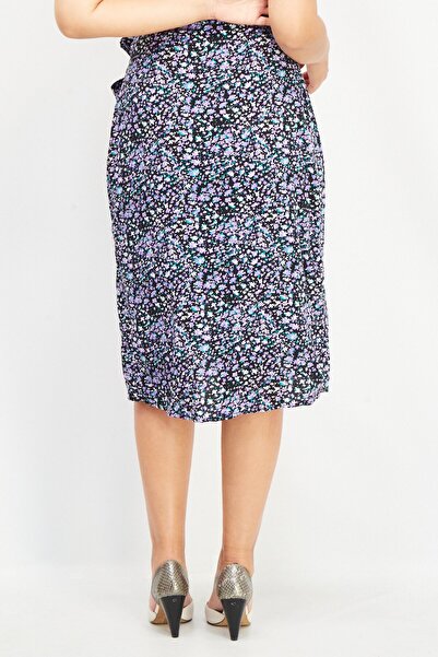 Sinsay Women Allover Print Midi Skirt, Purple Combo