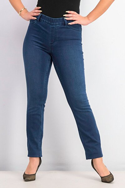 Tchibo Women Regular Fit Plain Straight Leg Pants, Blue