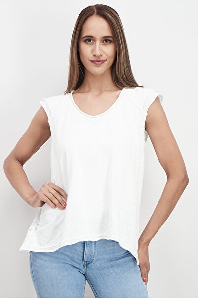 Wilt Women Round Neck Sleeveless Lace Back Top, White