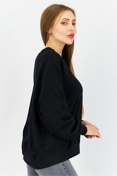 Esprit Women Crew Neck Plain Sweatshirt, Black