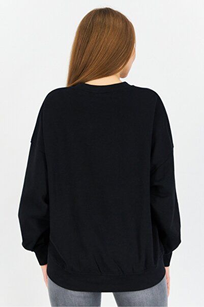 Esprit Women Crew Neck Plain Sweatshirt, Black