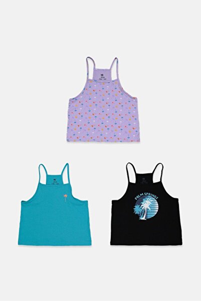 Tchibo Kids Girl 3 Pcs Sleeveless Tops, Multicolor