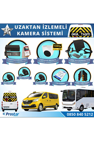 Navistar Okul Servis Kamera Sistemi Seti Uzaktan Izlemeli 4 Kameralı 7" Hdmi ...