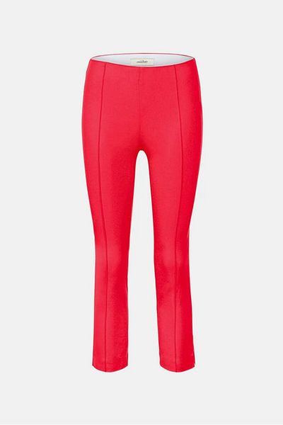 Tchibo Women Regular Fit Plain Stretchable Capri Pants, Red