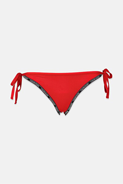 Calvin Klein 1 قطعة بيكيني نسائي بشعار العلامة التجارية - أحمر أسود أبيض