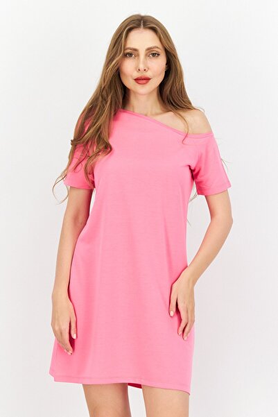 NA-KD Women Plain Midi Dress, Dark Pink