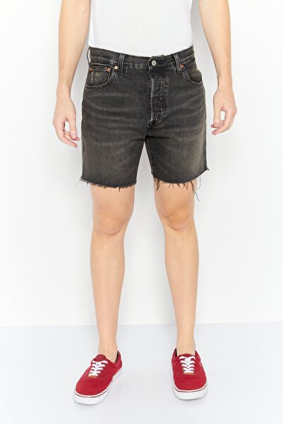 Levi's شورت جينز رجالي سادة، أسود