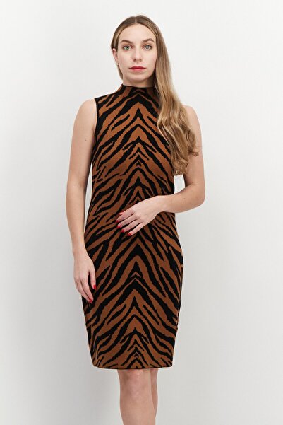 Tahari Women Abstract Print Casual Midi Dress, Brown