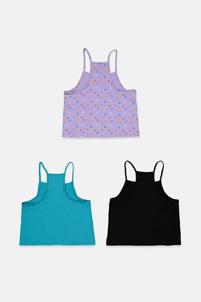 Tchibo Kids Girl 3 Pcs Sleeveless Tops, Purple
